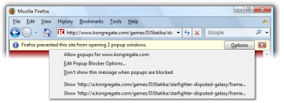 Pop up blocking in Firefox