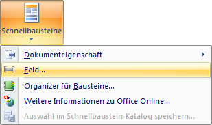 Menüeintrag für Felder in Word 2007