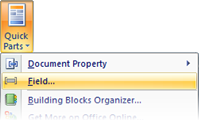 Field menu entry in Word 2007